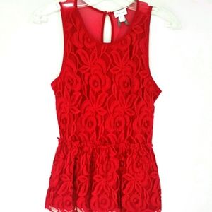 Dynamite Red Lace see through back Dress Top
